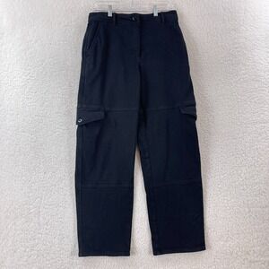 Wilfred Free Black Denim Baggy Wide-Leg Cargo Jeans Womens High Rise Size 8